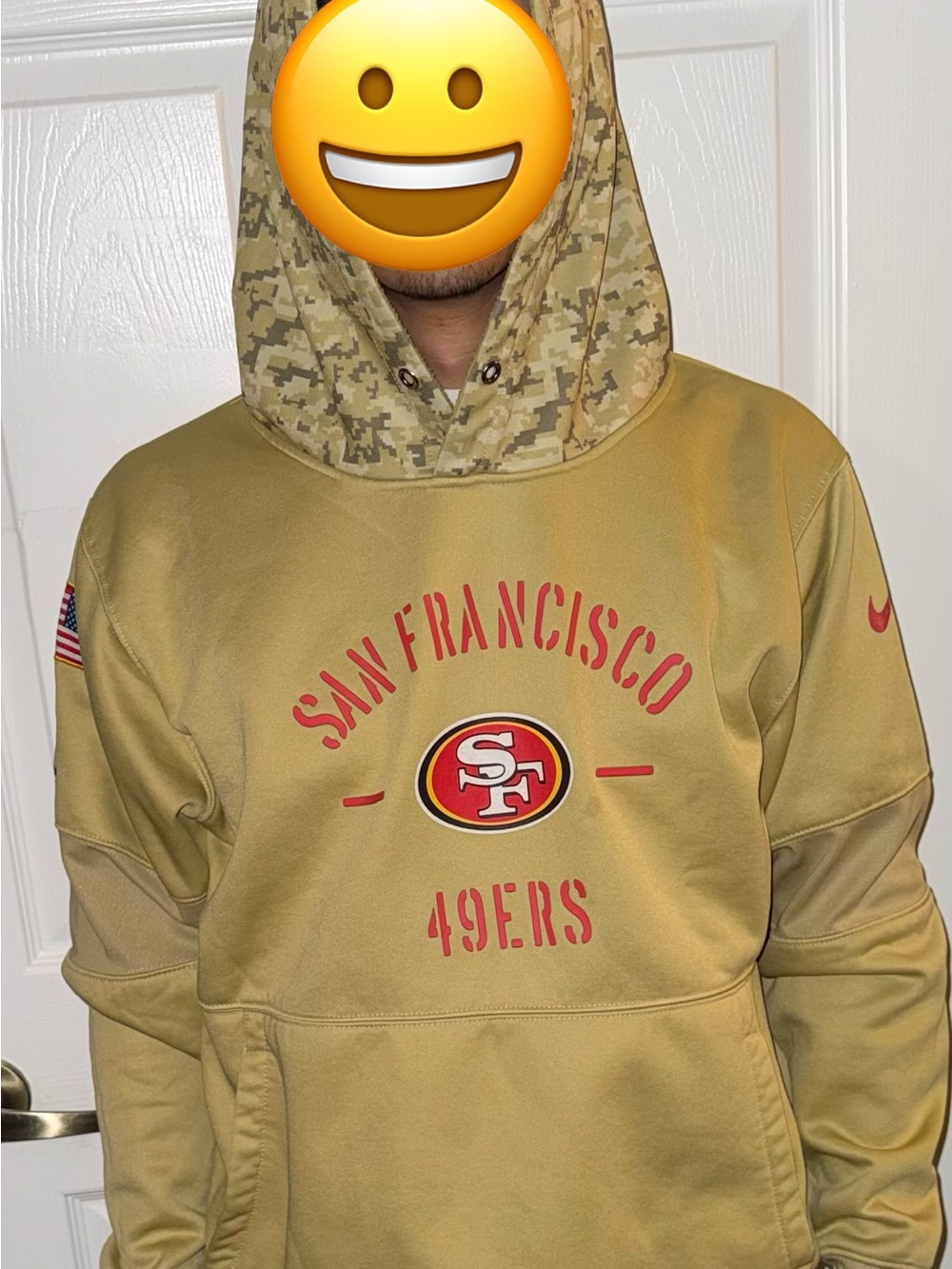 Nike Olive Green San Francisco 49ers Pullover Hoodie with Camo Hood